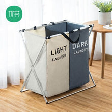 Load image into Gallery viewer, Dirty Clothes Storage Basket Oxford 3 Grid Laundry Bag Washroom Clothing Organizer Collapsible Folding Large Laundry Hamper