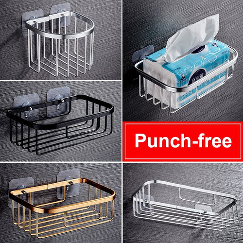 Bathroom Shower Shelf  Holder Stainless Steel Corner Storage Rack Shampoo Soap Cosmetic Shelves Wall Mounted Kitchen Organizer