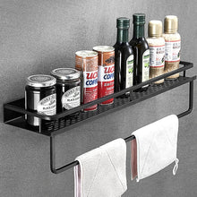 Load image into Gallery viewer, Bathroom Shelf Black Aluminum Wall-Mounted Square Shampoo Shelf Cosmetic Shelves Kitchen Nets Shelf Storage Rack Organizer Rack