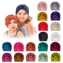 Load image into Gallery viewer, Fashion Mommy and Baby Cotton Round Ball Flower Hat Women Caps Girls Newborn Turban Knot Kids Adult Headwear Hair Accessories