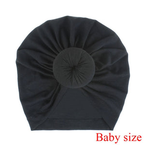 Fashion Mommy and Baby Cotton Round Ball Flower Hat Women Caps Girls Newborn Turban Knot Kids Adult Headwear Hair Accessories