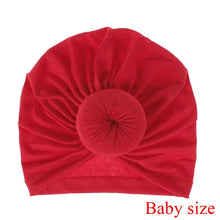 Load image into Gallery viewer, Fashion Mommy and Baby Cotton Round Ball Flower Hat Women Caps Girls Newborn Turban Knot Kids Adult Headwear Hair Accessories