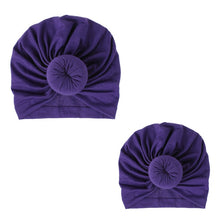 Load image into Gallery viewer, Fashion Mommy and Baby Cotton Round Ball Flower Hat Women Caps Girls Newborn Turban Knot Kids Adult Headwear Hair Accessories