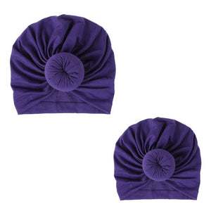 Fashion Mommy and Baby Cotton Round Ball Flower Hat Women Caps Girls Newborn Turban Knot Kids Adult Headwear Hair Accessories