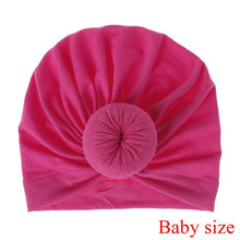 Load image into Gallery viewer, Fashion Mommy and Baby Cotton Round Ball Flower Hat Women Caps Girls Newborn Turban Knot Kids Adult Headwear Hair Accessories