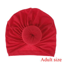 Load image into Gallery viewer, Fashion Mommy and Baby Cotton Round Ball Flower Hat Women Caps Girls Newborn Turban Knot Kids Adult Headwear Hair Accessories