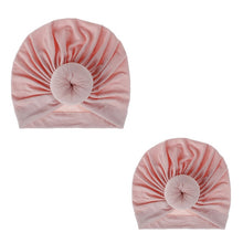 Load image into Gallery viewer, Fashion Mommy and Baby Cotton Round Ball Flower Hat Women Caps Girls Newborn Turban Knot Kids Adult Headwear Hair Accessories