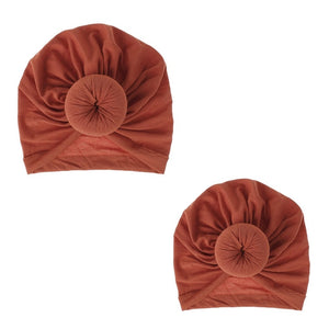 Fashion Mommy and Baby Cotton Round Ball Flower Hat Women Caps Girls Newborn Turban Knot Kids Adult Headwear Hair Accessories