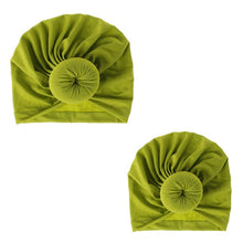 Load image into Gallery viewer, Fashion Mommy and Baby Cotton Round Ball Flower Hat Women Caps Girls Newborn Turban Knot Kids Adult Headwear Hair Accessories