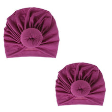 Load image into Gallery viewer, Fashion Mommy and Baby Cotton Round Ball Flower Hat Women Caps Girls Newborn Turban Knot Kids Adult Headwear Hair Accessories
