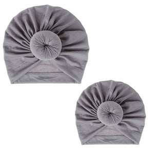 Fashion Mommy and Baby Cotton Round Ball Flower Hat Women Caps Girls Newborn Turban Knot Kids Adult Headwear Hair Accessories