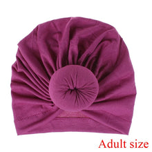 Load image into Gallery viewer, Fashion Mommy and Baby Cotton Round Ball Flower Hat Women Caps Girls Newborn Turban Knot Kids Adult Headwear Hair Accessories