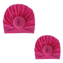 Load image into Gallery viewer, Fashion Mommy and Baby Cotton Round Ball Flower Hat Women Caps Girls Newborn Turban Knot Kids Adult Headwear Hair Accessories