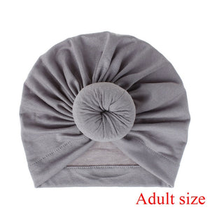 Fashion Mommy and Baby Cotton Round Ball Flower Hat Women Caps Girls Newborn Turban Knot Kids Adult Headwear Hair Accessories