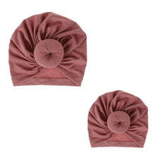 Load image into Gallery viewer, Fashion Mommy and Baby Cotton Round Ball Flower Hat Women Caps Girls Newborn Turban Knot Kids Adult Headwear Hair Accessories