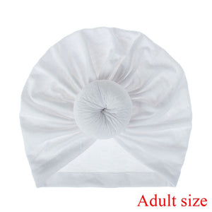 Fashion Mommy and Baby Cotton Round Ball Flower Hat Women Caps Girls Newborn Turban Knot Kids Adult Headwear Hair Accessories