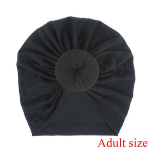 Fashion Mommy and Baby Cotton Round Ball Flower Hat Women Caps Girls Newborn Turban Knot Kids Adult Headwear Hair Accessories