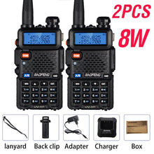 Load image into Gallery viewer, Powerful Baofeng UV-5R 8W Walkie Talkie VHF UHF Transceiver UV 5R Amateur Ham CB Radio Station 8Watts 10km Hunting Transmitter
