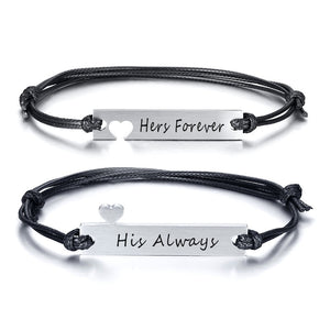 Customized Stainless Steel Couple Lover Bracelet For Men Women Rope Engrave Text Date Heart Bracelets Jewlery Gift