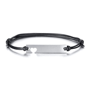 Customized Stainless Steel Couple Lover Bracelet For Men Women Rope Engrave Text Date Heart Bracelets Jewlery Gift