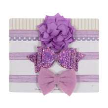 Load image into Gallery viewer, New 3pcs/lot Sequin Felt Bow Lotus Flower Elastic Headbands Kids Photography Props Baby Girls Cute Headwear Christmas Gift Sets