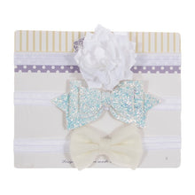 Load image into Gallery viewer, New 3pcs/lot Sequin Felt Bow Lotus Flower Elastic Headbands Kids Photography Props Baby Girls Cute Headwear Christmas Gift Sets