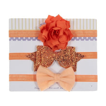 Load image into Gallery viewer, New 3pcs/lot Sequin Felt Bow Lotus Flower Elastic Headbands Kids Photography Props Baby Girls Cute Headwear Christmas Gift Sets