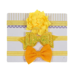 New 3pcs/lot Sequin Felt Bow Lotus Flower Elastic Headbands Kids Photography Props Baby Girls Cute Headwear Christmas Gift Sets
