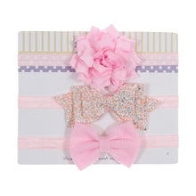 Load image into Gallery viewer, New 3pcs/lot Sequin Felt Bow Lotus Flower Elastic Headbands Kids Photography Props Baby Girls Cute Headwear Christmas Gift Sets