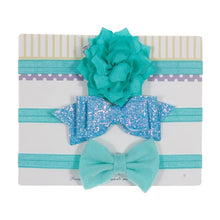 Load image into Gallery viewer, New 3pcs/lot Sequin Felt Bow Lotus Flower Elastic Headbands Kids Photography Props Baby Girls Cute Headwear Christmas Gift Sets