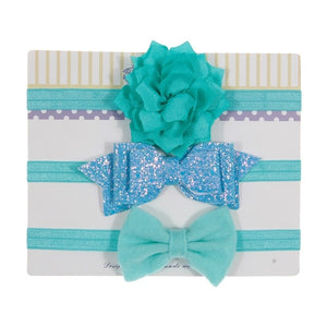 New 3pcs/lot Sequin Felt Bow Lotus Flower Elastic Headbands Kids Photography Props Baby Girls Cute Headwear Christmas Gift Sets
