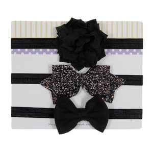 New 3pcs/lot Sequin Felt Bow Lotus Flower Elastic Headbands Kids Photography Props Baby Girls Cute Headwear Christmas Gift Sets