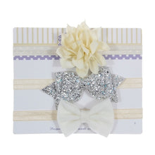Load image into Gallery viewer, New 3pcs/lot Sequin Felt Bow Lotus Flower Elastic Headbands Kids Photography Props Baby Girls Cute Headwear Christmas Gift Sets