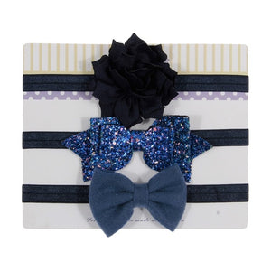 New 3pcs/lot Sequin Felt Bow Lotus Flower Elastic Headbands Kids Photography Props Baby Girls Cute Headwear Christmas Gift Sets