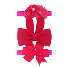 Load image into Gallery viewer, New 3pcs/lot Sequin Felt Bow Lotus Flower Elastic Headbands Kids Photography Props Baby Girls Cute Headwear Christmas Gift Sets