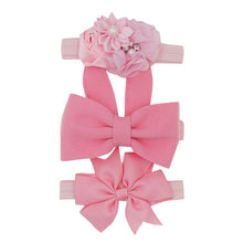 Load image into Gallery viewer, New 3pcs/lot Sequin Felt Bow Lotus Flower Elastic Headbands Kids Photography Props Baby Girls Cute Headwear Christmas Gift Sets