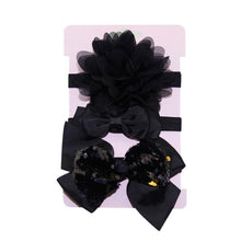 Load image into Gallery viewer, New 3pcs/lot Sequin Felt Bow Lotus Flower Elastic Headbands Kids Photography Props Baby Girls Cute Headwear Christmas Gift Sets