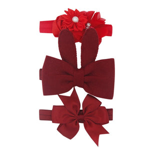 New 3pcs/lot Sequin Felt Bow Lotus Flower Elastic Headbands Kids Photography Props Baby Girls Cute Headwear Christmas Gift Sets