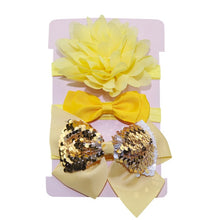Load image into Gallery viewer, New 3pcs/lot Sequin Felt Bow Lotus Flower Elastic Headbands Kids Photography Props Baby Girls Cute Headwear Christmas Gift Sets