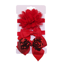 Load image into Gallery viewer, New 3pcs/lot Sequin Felt Bow Lotus Flower Elastic Headbands Kids Photography Props Baby Girls Cute Headwear Christmas Gift Sets