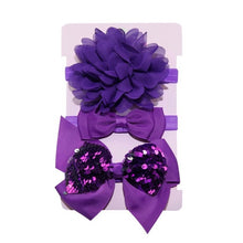 Load image into Gallery viewer, New 3pcs/lot Sequin Felt Bow Lotus Flower Elastic Headbands Kids Photography Props Baby Girls Cute Headwear Christmas Gift Sets