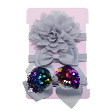 Load image into Gallery viewer, New 3pcs/lot Sequin Felt Bow Lotus Flower Elastic Headbands Kids Photography Props Baby Girls Cute Headwear Christmas Gift Sets