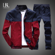 Load image into Gallery viewer, 2020 New Men Sets Fashion Sporting Suit Brand Patchwork Zipper Sweatshirt +Sweatpants Mens Clothing 2 Pieces Sets Slim Tracksuit
