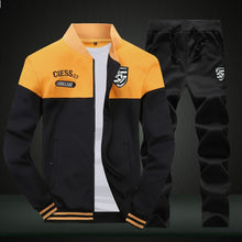 Load image into Gallery viewer, 2020 New Men Sets Fashion Sporting Suit Brand Patchwork Zipper Sweatshirt +Sweatpants Mens Clothing 2 Pieces Sets Slim Tracksuit