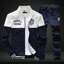 Load image into Gallery viewer, 2020 New Men Sets Fashion Sporting Suit Brand Patchwork Zipper Sweatshirt +Sweatpants Mens Clothing 2 Pieces Sets Slim Tracksuit
