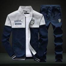 Load image into Gallery viewer, 2020 New Men Sets Fashion Sporting Suit Brand Patchwork Zipper Sweatshirt +Sweatpants Mens Clothing 2 Pieces Sets Slim Tracksuit
