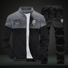 Load image into Gallery viewer, 2020 New Men Sets Fashion Sporting Suit Brand Patchwork Zipper Sweatshirt +Sweatpants Mens Clothing 2 Pieces Sets Slim Tracksuit