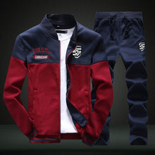 Load image into Gallery viewer, 2020 New Men Sets Fashion Sporting Suit Brand Patchwork Zipper Sweatshirt +Sweatpants Mens Clothing 2 Pieces Sets Slim Tracksuit