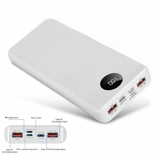 QC 3.0 Fast Charging USB Power Bank Shell Battery Charger Box LED Digital Display Light 8x 18650 Battery Charger Box For Xiaomi