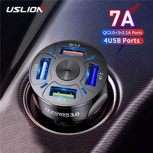 Load image into Gallery viewer, USLION 4 Ports USB Car Charge 48W Quick 7A Mini Fast Charging For iPhone 11 Xiaomi Huawei Mobile Phone Charger Adapter in Car